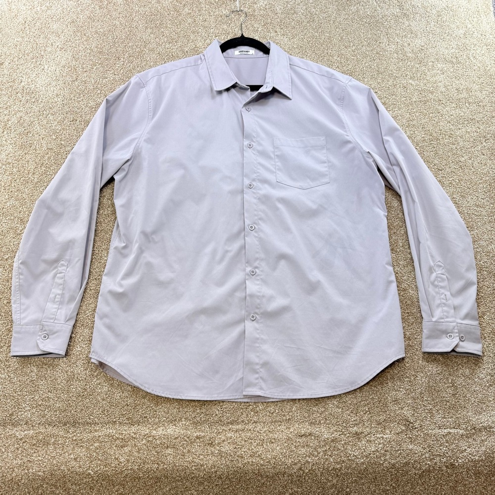 Coofandy Mens XL Gray Long Sleeve Button Down Shirt Chest Pocket Polyester